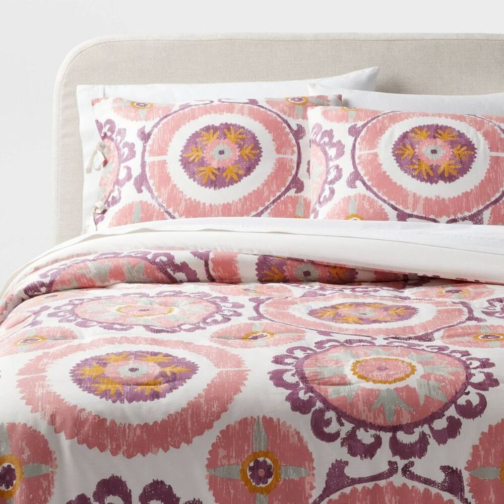 Threshold Cotton Sateen Comforter Set Suzani Ivory/Orange/Plum Re Orange